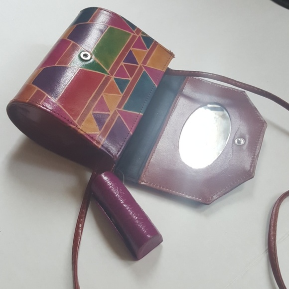 Geometric print vintage leather purse crossbody - Picture 8 of 8